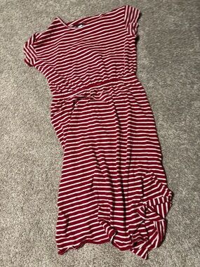 Old Navy Red and White Striped Midi Dress w/ Back Cut Outs